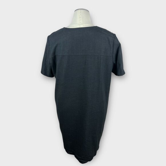 Positive Attitude Black Minimalist Linen Blend shift short sleeve Dress XL - Picture 3 of 8